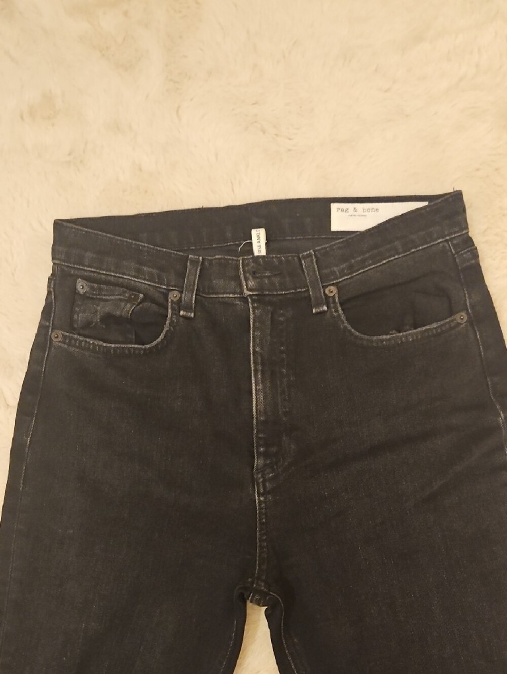 Rag & Bone High-Rise Skinny Jeans In Black Size 28